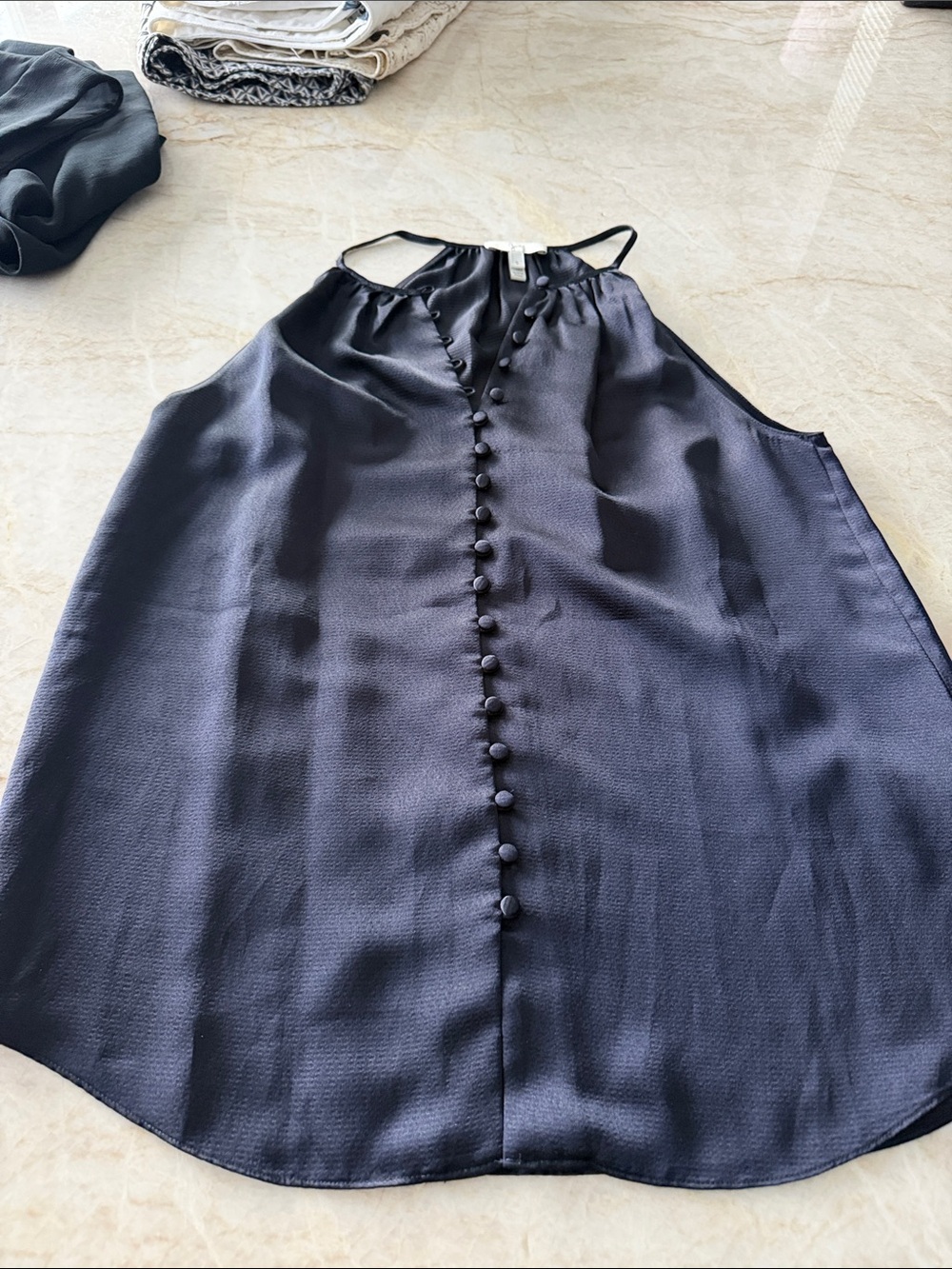 Joie Navy Sleeveless Button-Front Halter Camisole